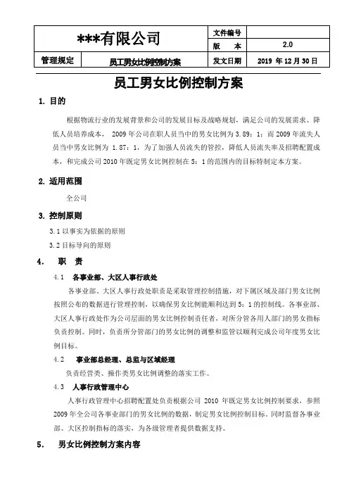 员工男女比例控制方案(标准)