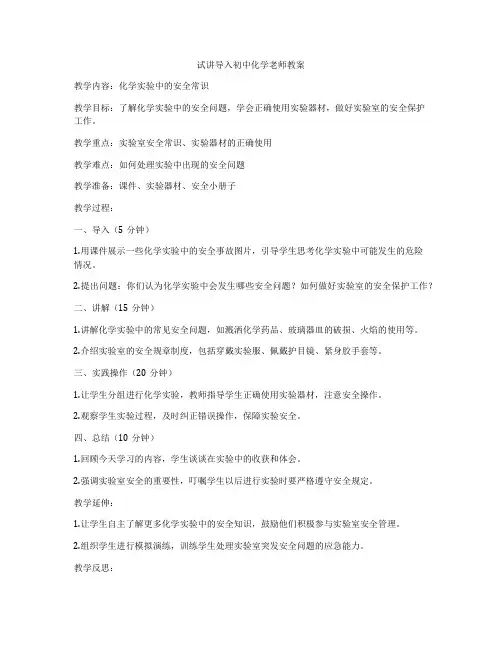 试讲导入初中化学老师教案