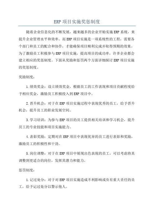 ERP项目实施奖惩制度