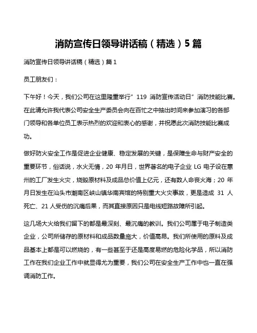 消防宣传日领导讲话稿(精选)5篇