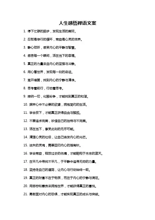 人生感悟禅语文案