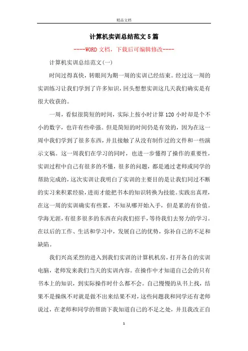 计算机实训总结范文5篇