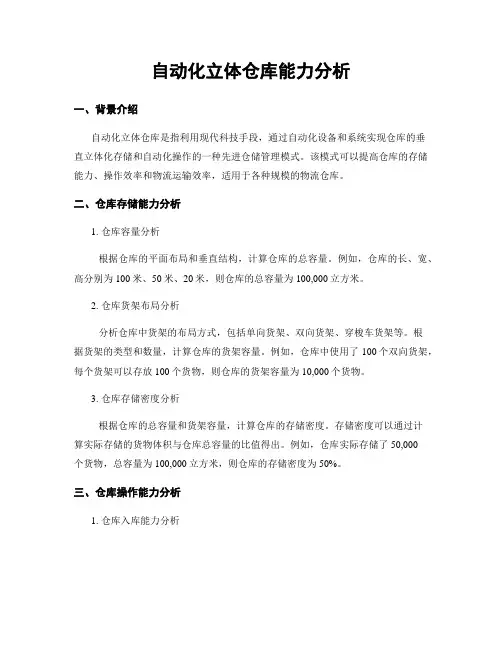 自动化立体仓库能力分析