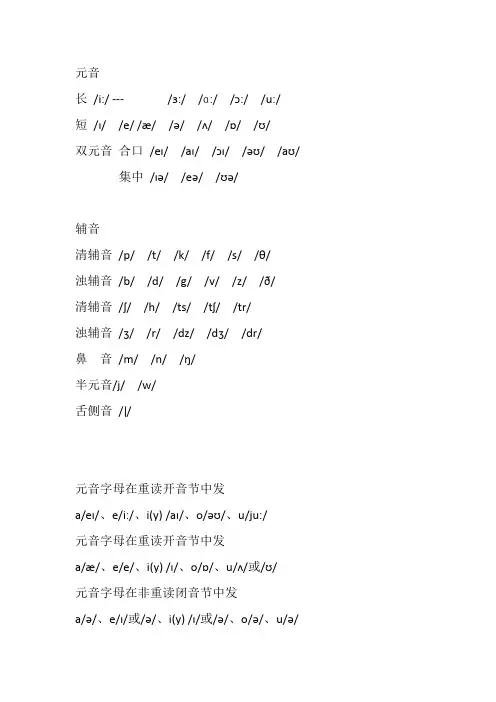 英语音标发音自然拼读法规则