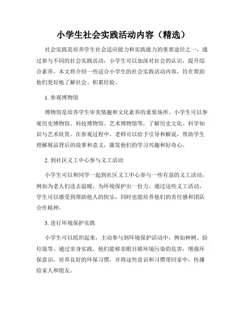 小学生社会实践活动内容(精选)