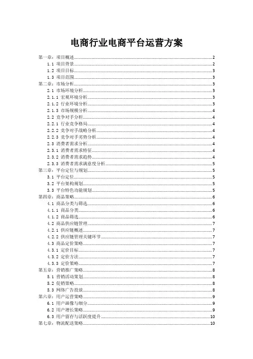 电商行业电商平台运营方案