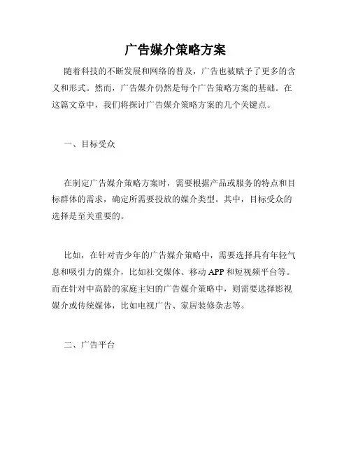 广告媒介策略方案