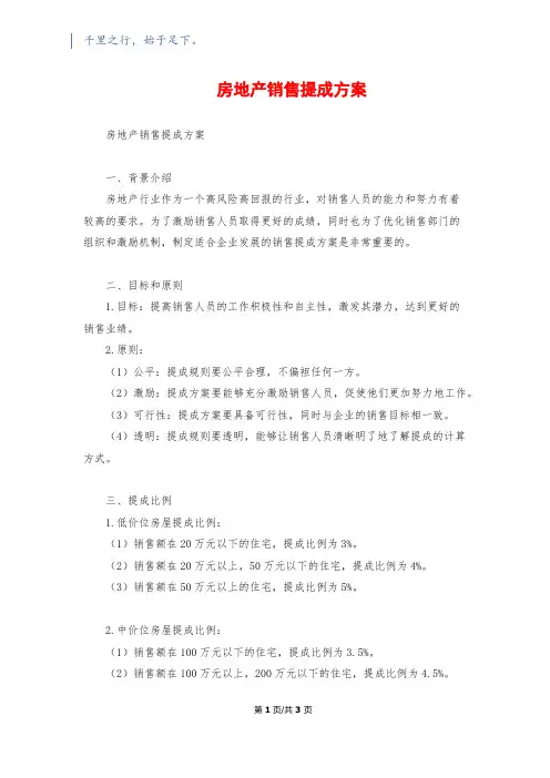 房地产销售提成方案