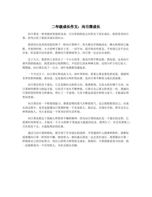 二年级成长作文：向日葵成长