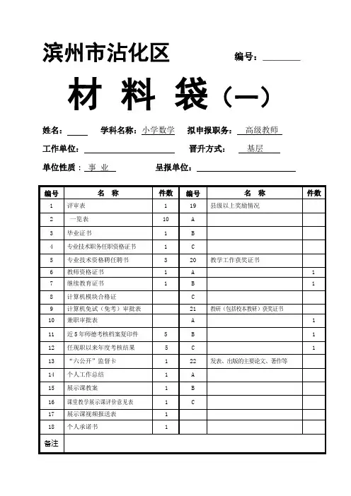 职称档案袋封面