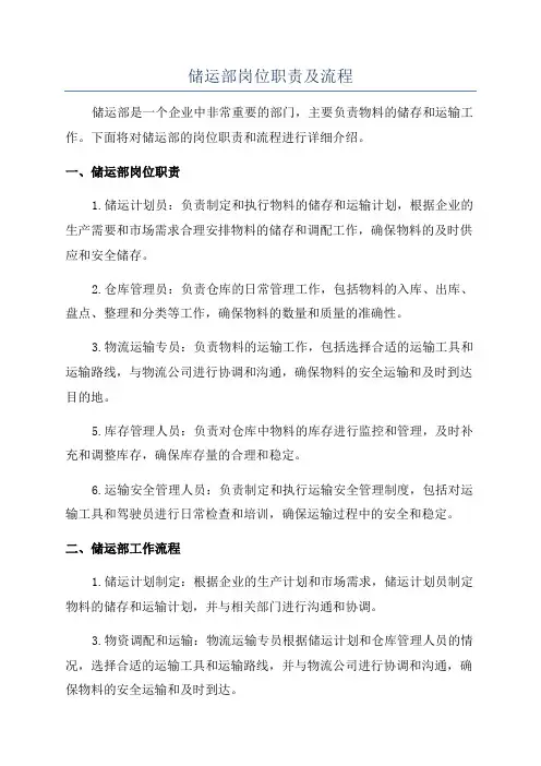 储运部岗位职责及流程