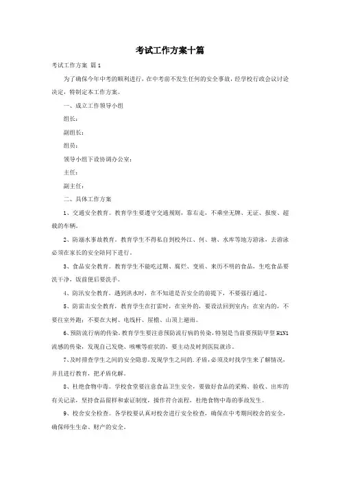 考试工作方案十篇