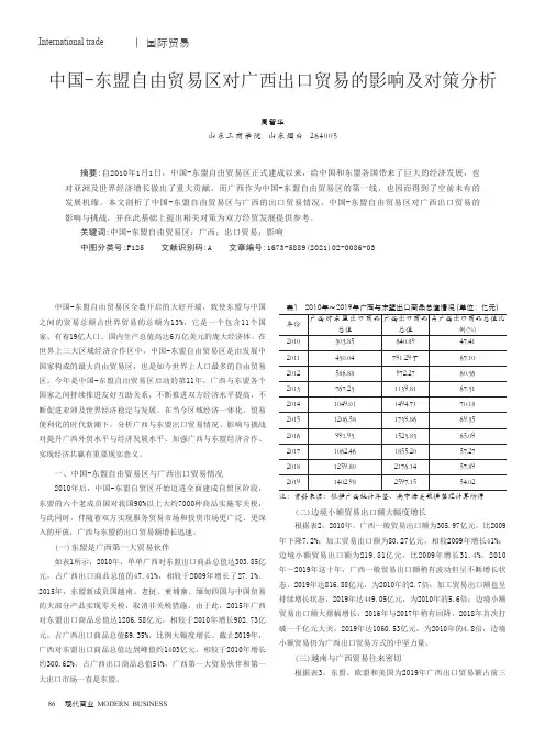 中国-东盟自由贸易区对广西出口贸易的影响及对策分析