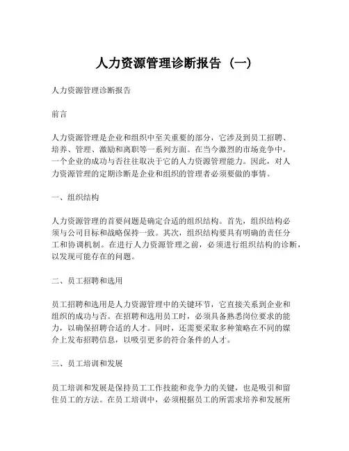 人力资源管理诊断报告 (一)