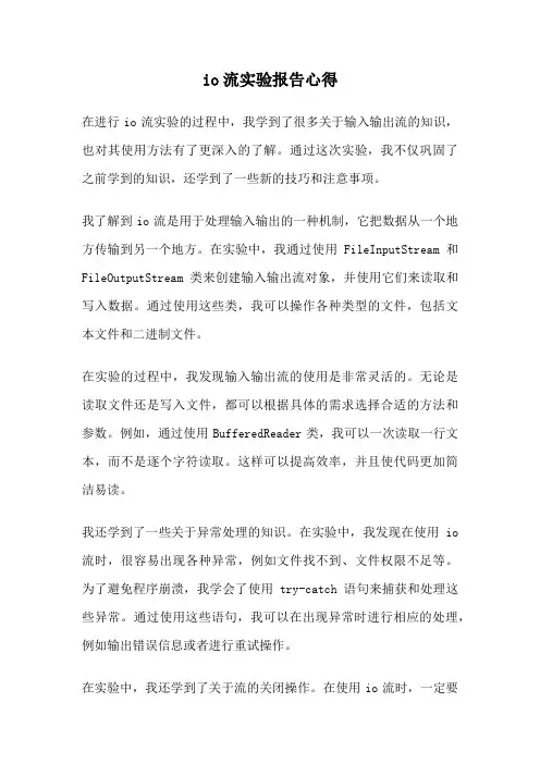 io流实验报告心得
