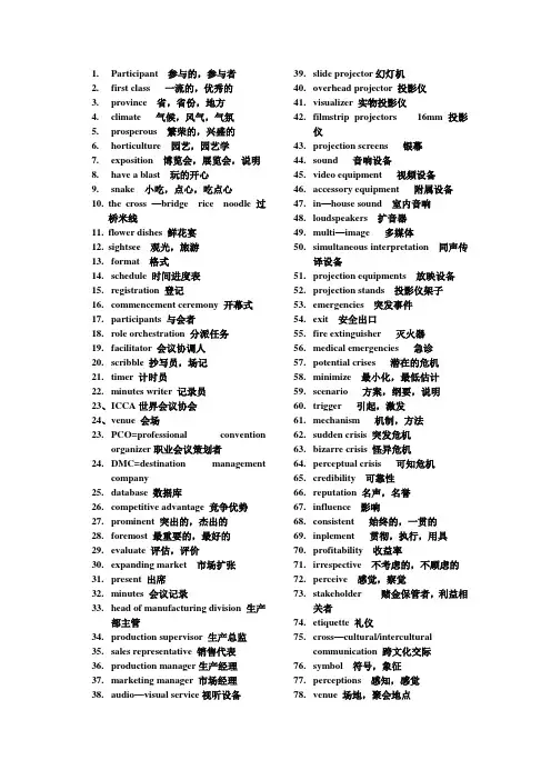 会展英语单词