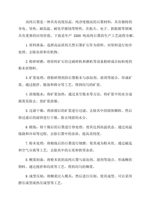 年产5500吨高纯石墨生产工艺流程全解