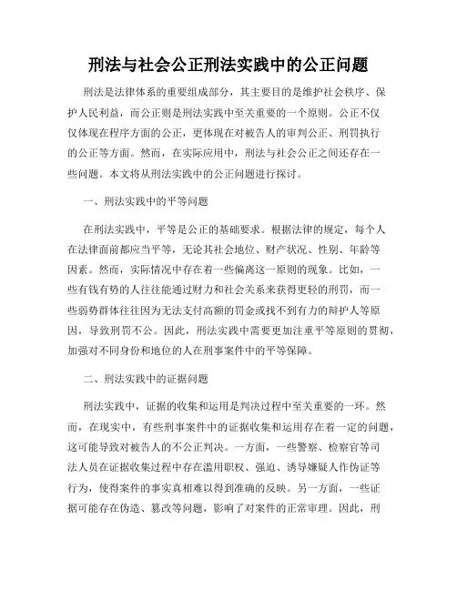 刑法与社会公正刑法实践中的公正问题