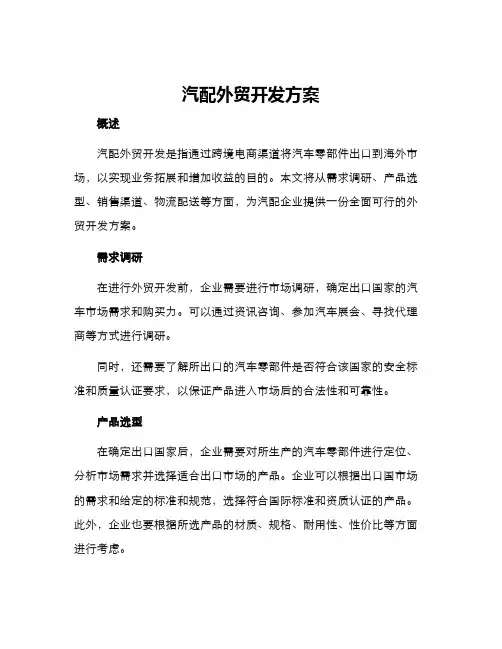 汽配外贸开发方案