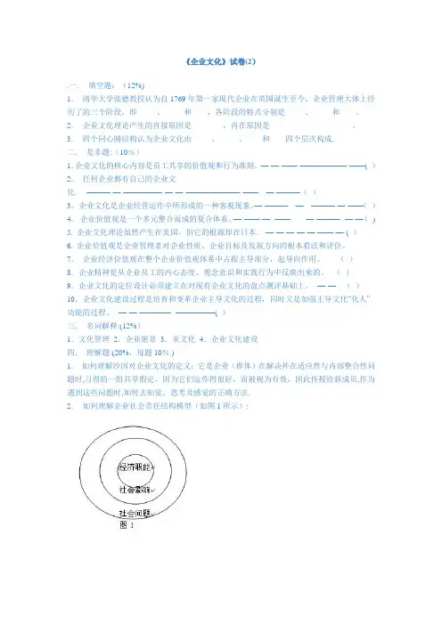 企业文化试卷【范本模板】