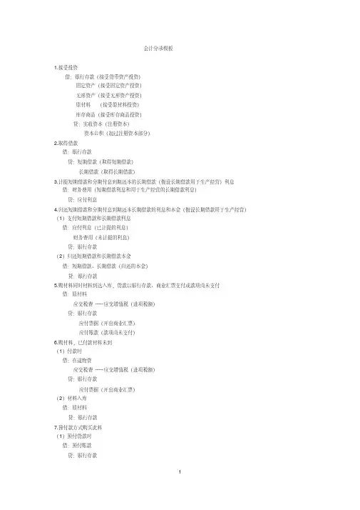 最新会计分录模板学习资料