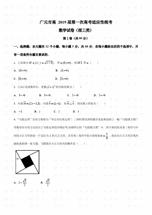 【全国市级联考】四川省广元市2019届高三第一次高考适应性统考数学(理)试题