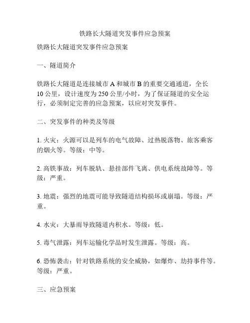铁路长大隧道突发事件应急预案
