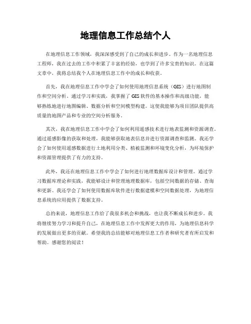 地理信息工作总结个人