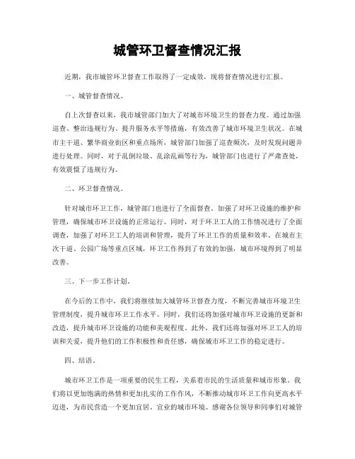 城管环卫督查情况汇报