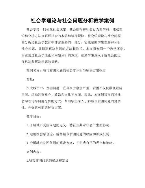 社会学理论与社会问题分析教学案例