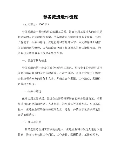 劳务派遣运作流程