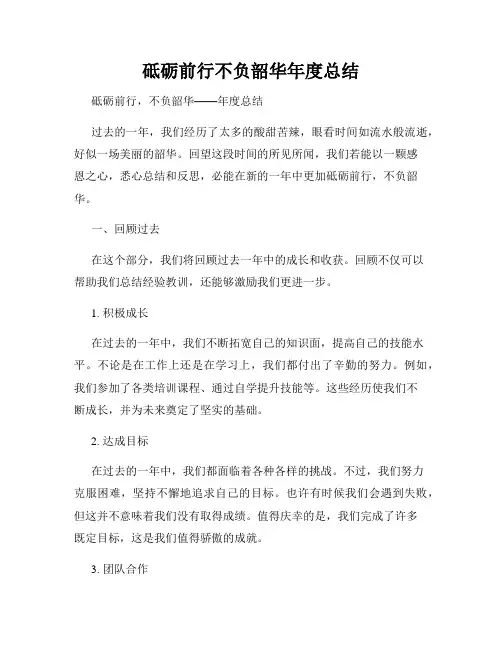 砥砺前行不负韶华年度总结