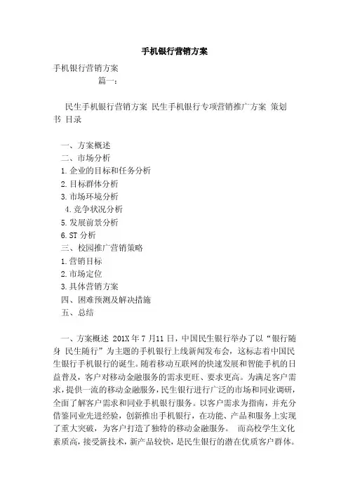 手机银行营销方案