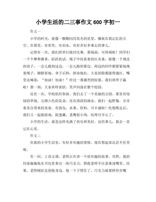 小学生活的二三事作文600字初一