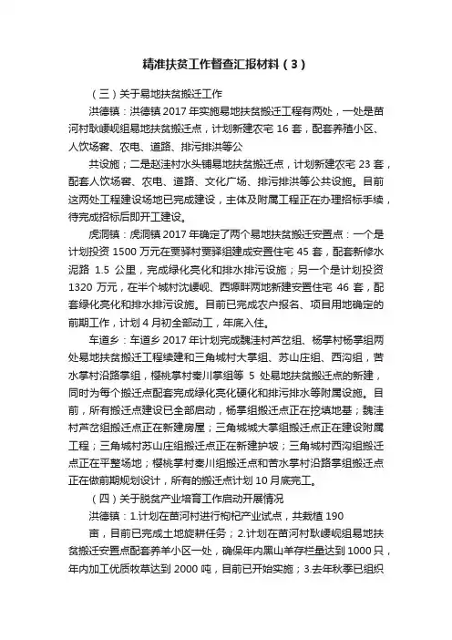 精准扶贫工作督查汇报材料（3）