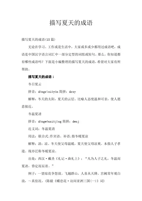 描写夏天的成语1000个