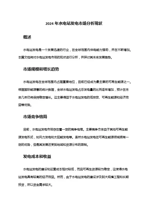 2024年水电站发电市场分析现状