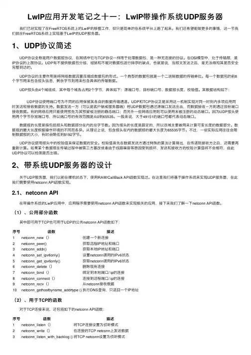 LwIP应用开发笔记之十一：LwIP带操作系统UDP服务器