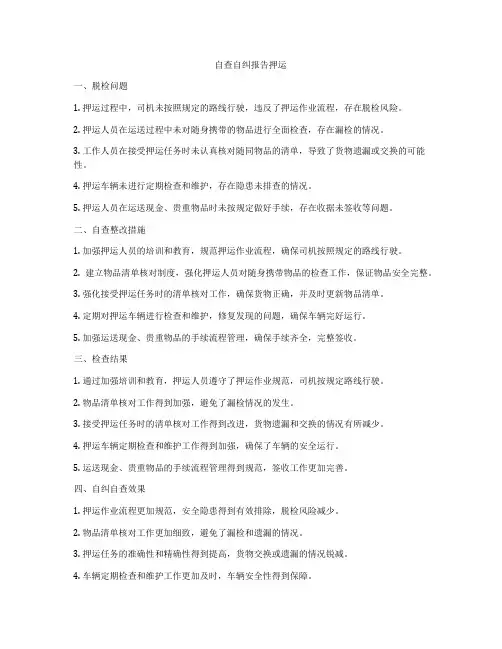 自查自纠报告押运