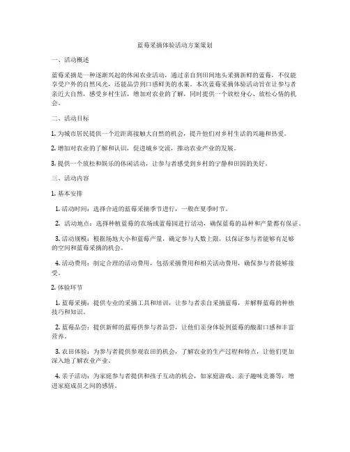 蓝莓采摘体验活动方案策划