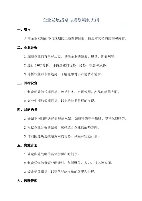 企业发展战略与规划编制大纲