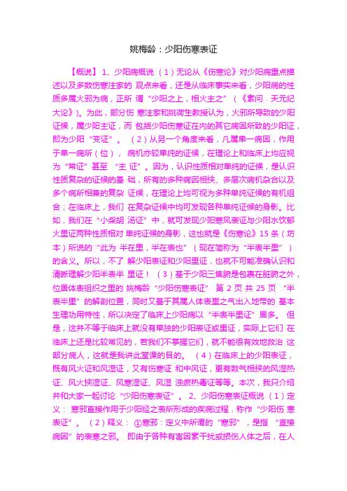 姚梅龄：少阳伤寒表证