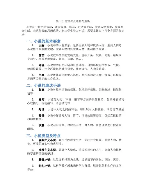 高三小说知识点理解与解析