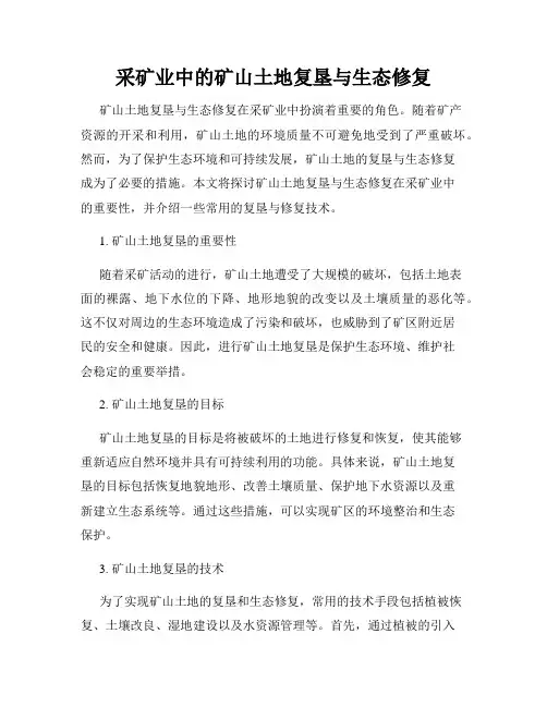 采矿业中的矿山土地复垦与生态修复
