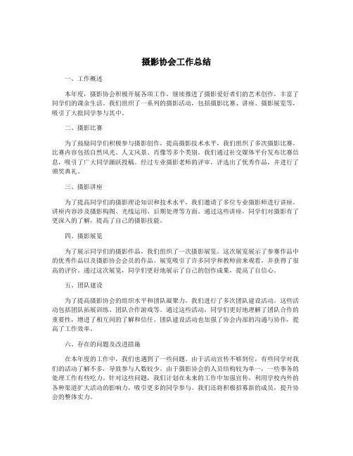 摄影协会工作总结