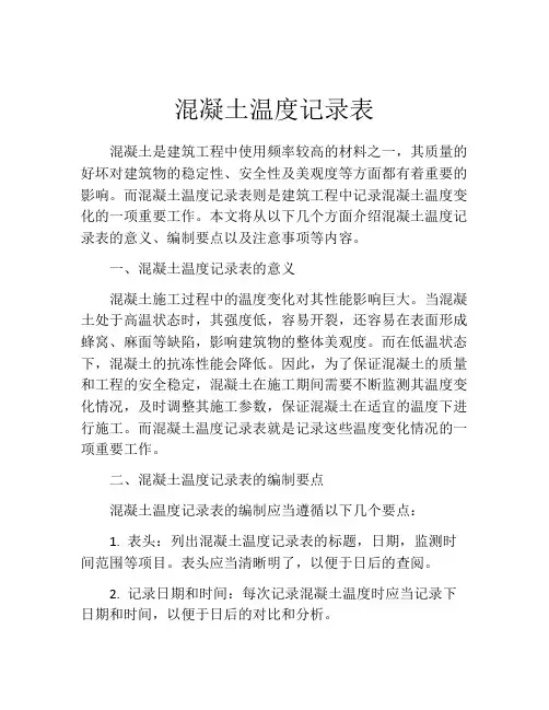 混凝土温度记录表