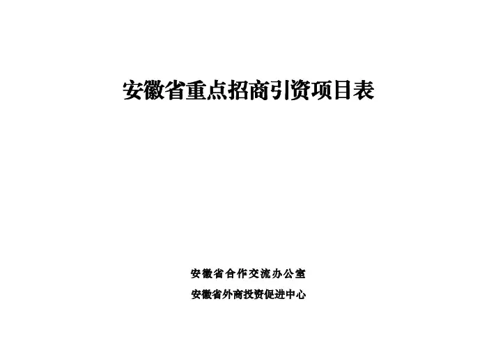 安徽省重点招商引资项目表