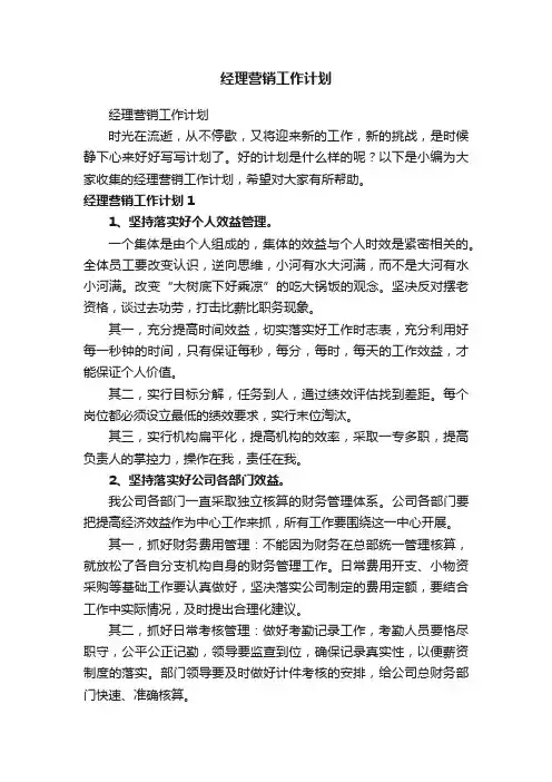 经理营销工作计划
