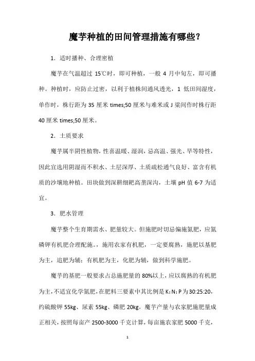 魔芋种植的田间管理措施有哪些？