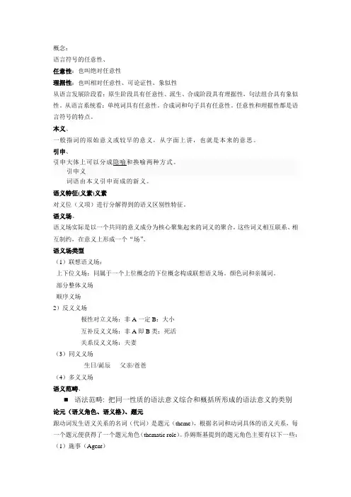 语义学复习提纲